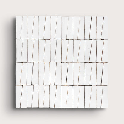 white zellige trapezoid design on a light gray background