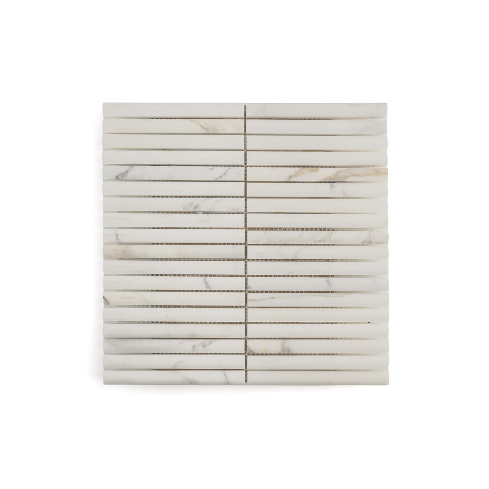 Calacatta Gold Cabochon Pencil Mosaic Marble Tile | Honed