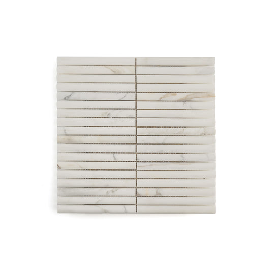 Calacatta Gold Cabochon Pencil Mosaic Marble Tile | Honed-Main Inventory-All Products,Natural Stone-Riad Tile