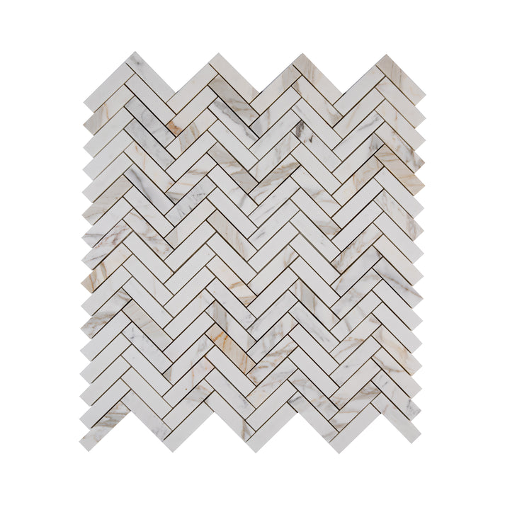 Calacatta Gold 1x4 Herringbone Mosaic Marble Tile | Honed-Main Inventory-All Products,Natural Stone-Riad Tile
