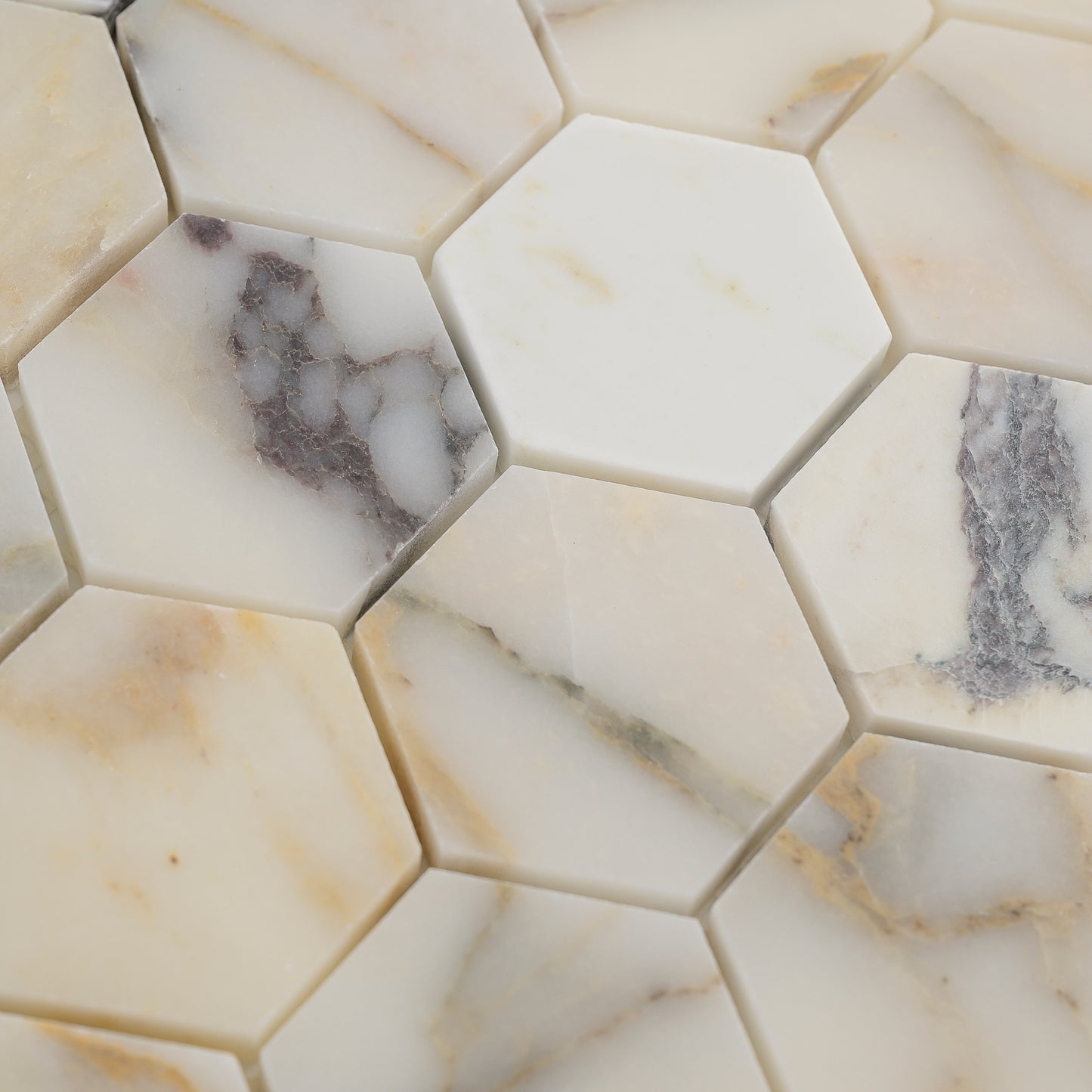 Calacatta Viola 2 Inch Hexagon Mosaic Marble Tile | Honed-Main Inventory-All Products,Natural Stone-Riad Tile