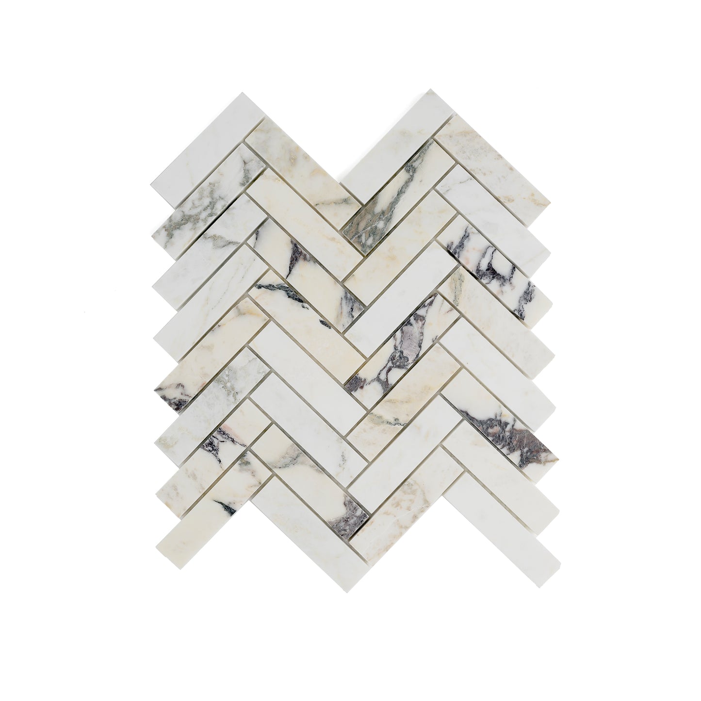Sample: Calacatta Viola 1x4 Herringbone Mosaic Marble Tile | Honed-Sample-Sample-Riad Tile