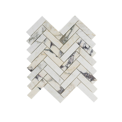 Sample: Calacatta Viola 1x4 Herringbone Mosaic Marble Tile | Honed-Sample-Sample-Riad Tile