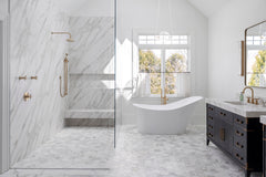Calacatta Gold 5 Inch Hexagon Mosaic Marble Tile | Honed