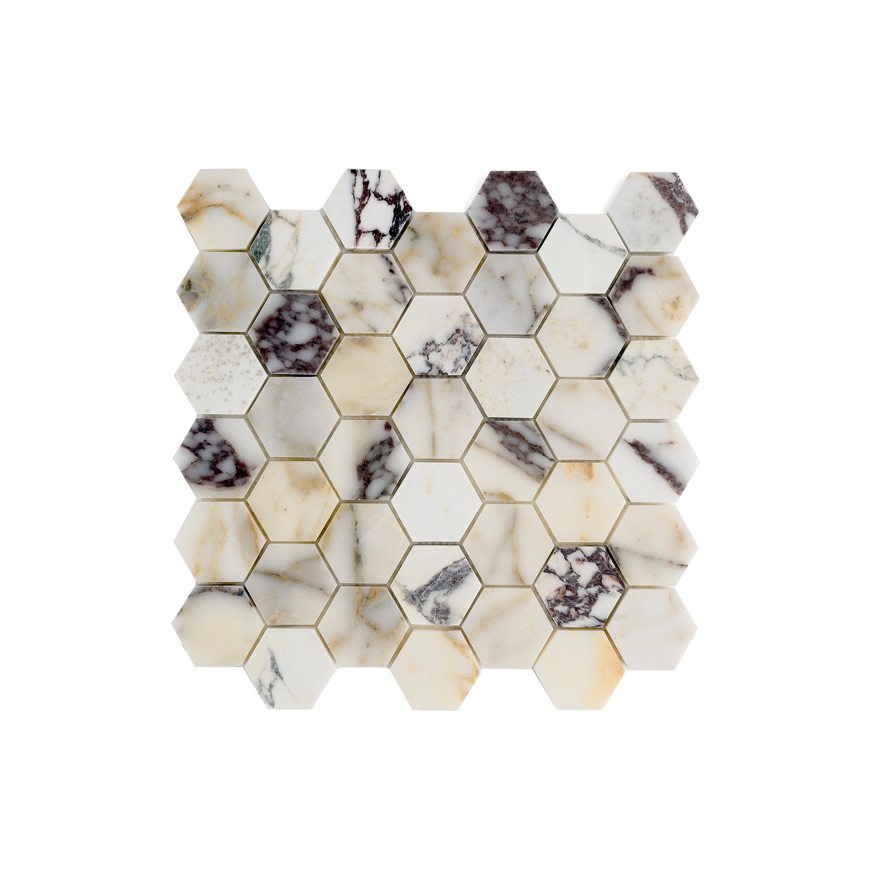 Calacatta Viola 2 Inch Hexagon Mosaic Marble Tile | Honed – Riad Tile