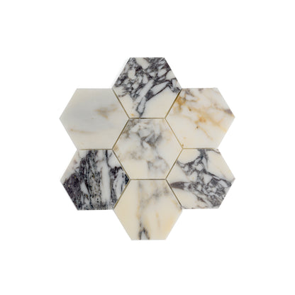 Calacatta Viola 5 Inch Hexagon Mosaic Marble Tile | Honed-Main Inventory-All Products,Natural Stone-Riad Tile
