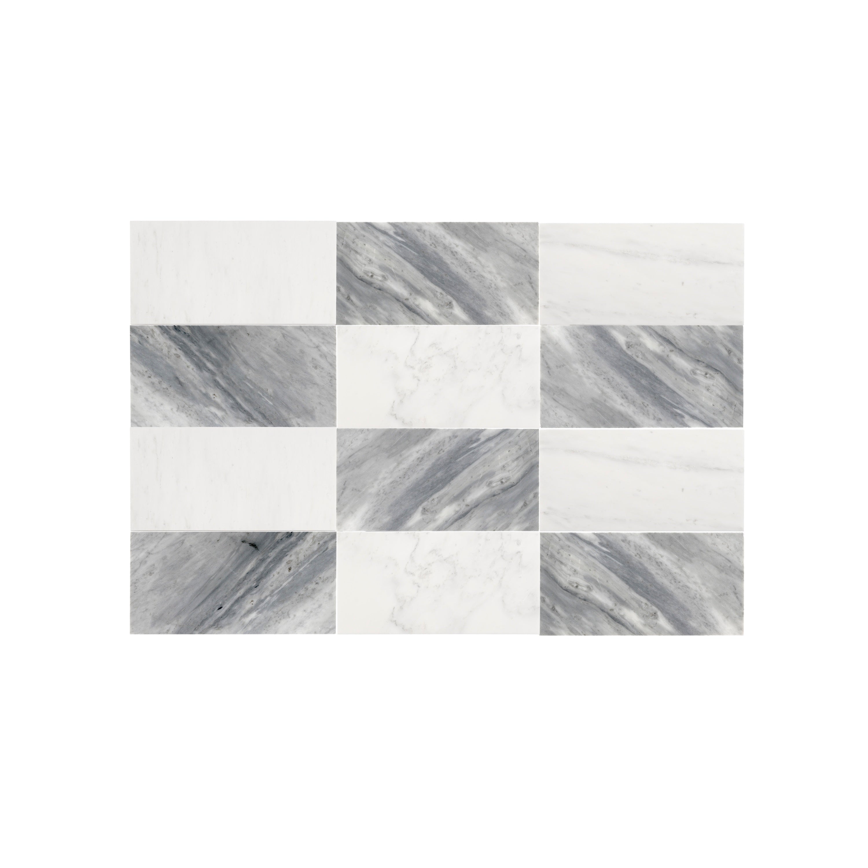 Casablanca Carrara & Bardiglio Grey Light 6x12 | Honed – Checkerboard Bundle-Main Inventory-All Products,Checkerboard,Natural Stone-Riad Tile