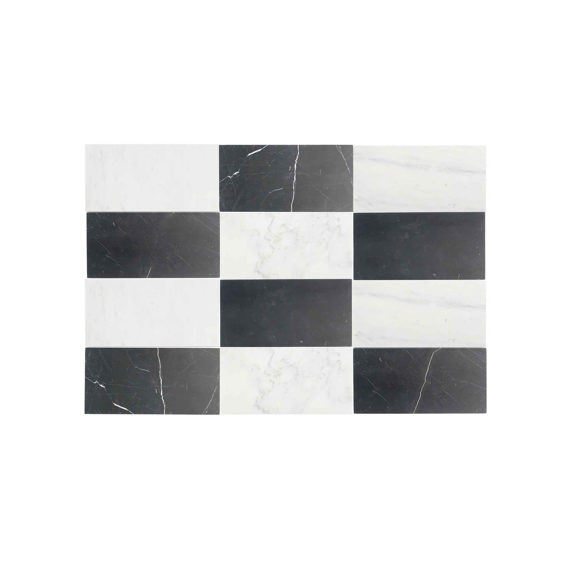 Casablanca Carrara & Nero Marquina 6x12 | Honed – Checkerboard Bundle-Main Inventory-All Products,Checkerboard,Natural Stone-Riad Tile