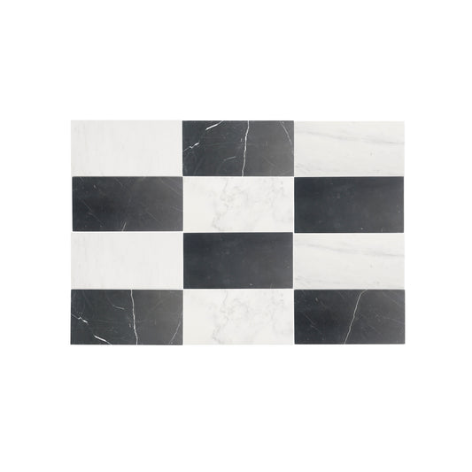 Casablanca Carrara & Nero Marquina 6x12 | Honed – Checkerboard Bundle-Main Inventory-All Products,Checkerboard,Natural Stone-Riad Tile