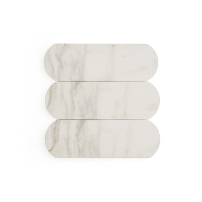 Calacatta Gold 3x9 Oval Marble Tile | Honed-Main Inventory-All Products,Natural Stone-Riad Tile