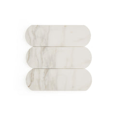 Calacatta Gold 3x9 Oval Marble Tile | Honed