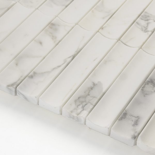 Sample: Casablanca Carrara Marble - Honed - Fluted Mosaic