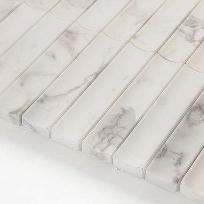 Calacatta Gold Fluted Mosaic Marble Tile | Honed-Main Inventory-All Products,Natural Stone-Riad Tile