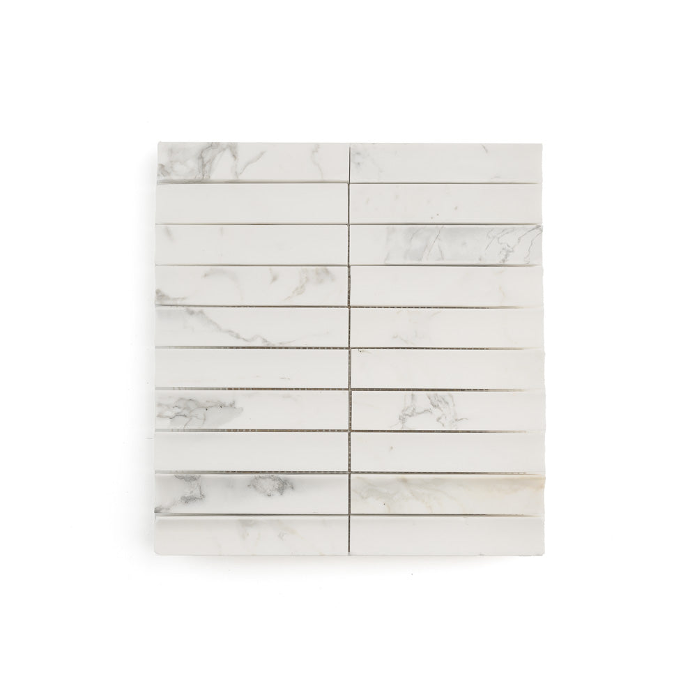 Calacatta Gold Fluted Mosaic Marble Tile | Honed-Main Inventory-All Products,Natural Stone-Riad Tile