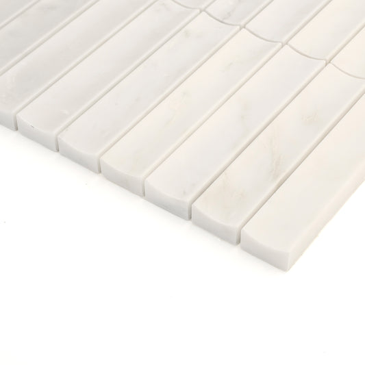 Casablanca Carrara Fluted Mosaic Marble Tile | Honed-Main Inventory-All Products,Natural Stone-Riad Tile