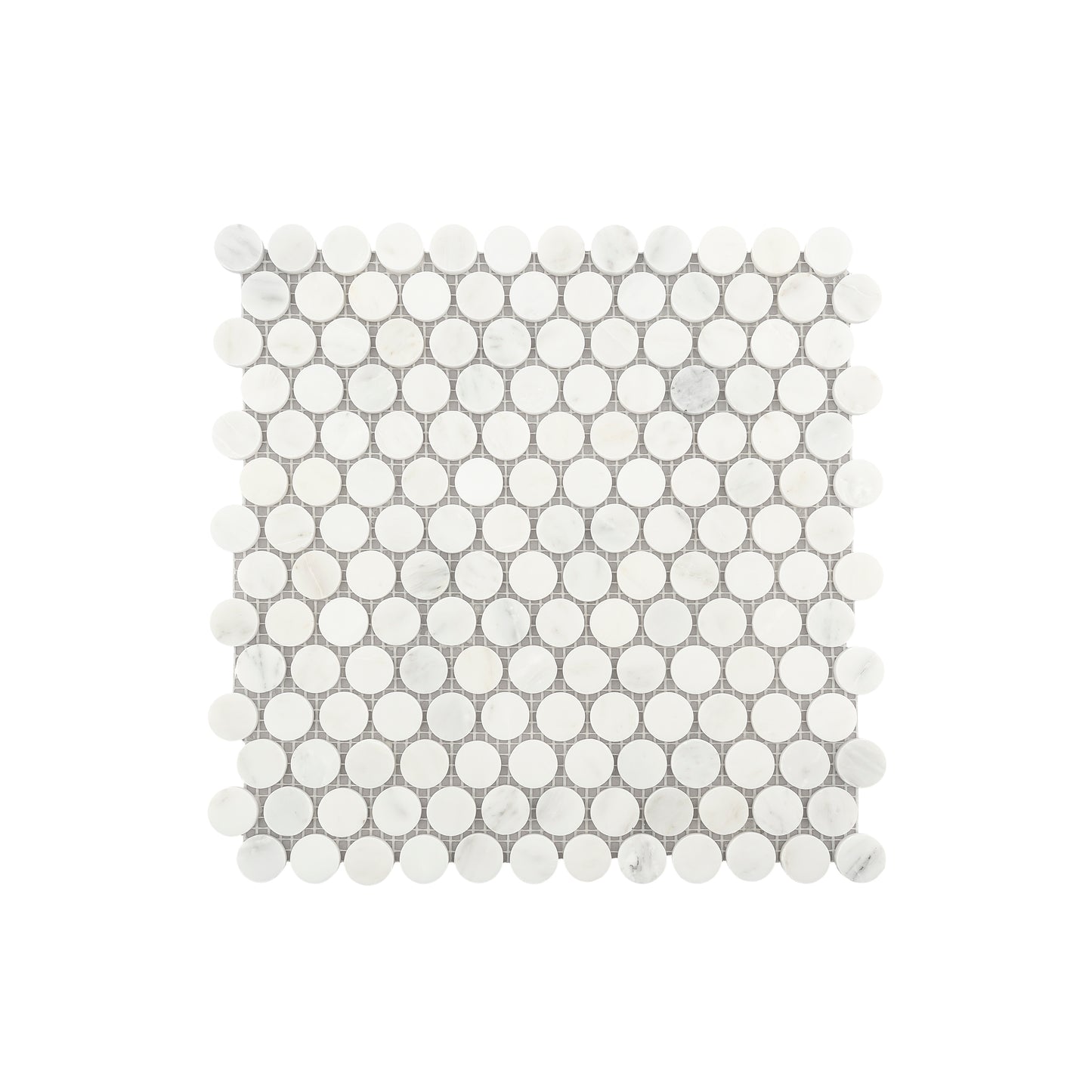 Casablanca Carrara 1 Inch Penny Round Mosaic Marble Tile | Honed-Main Inventory-All Products,Natural Stone-Riad Tile