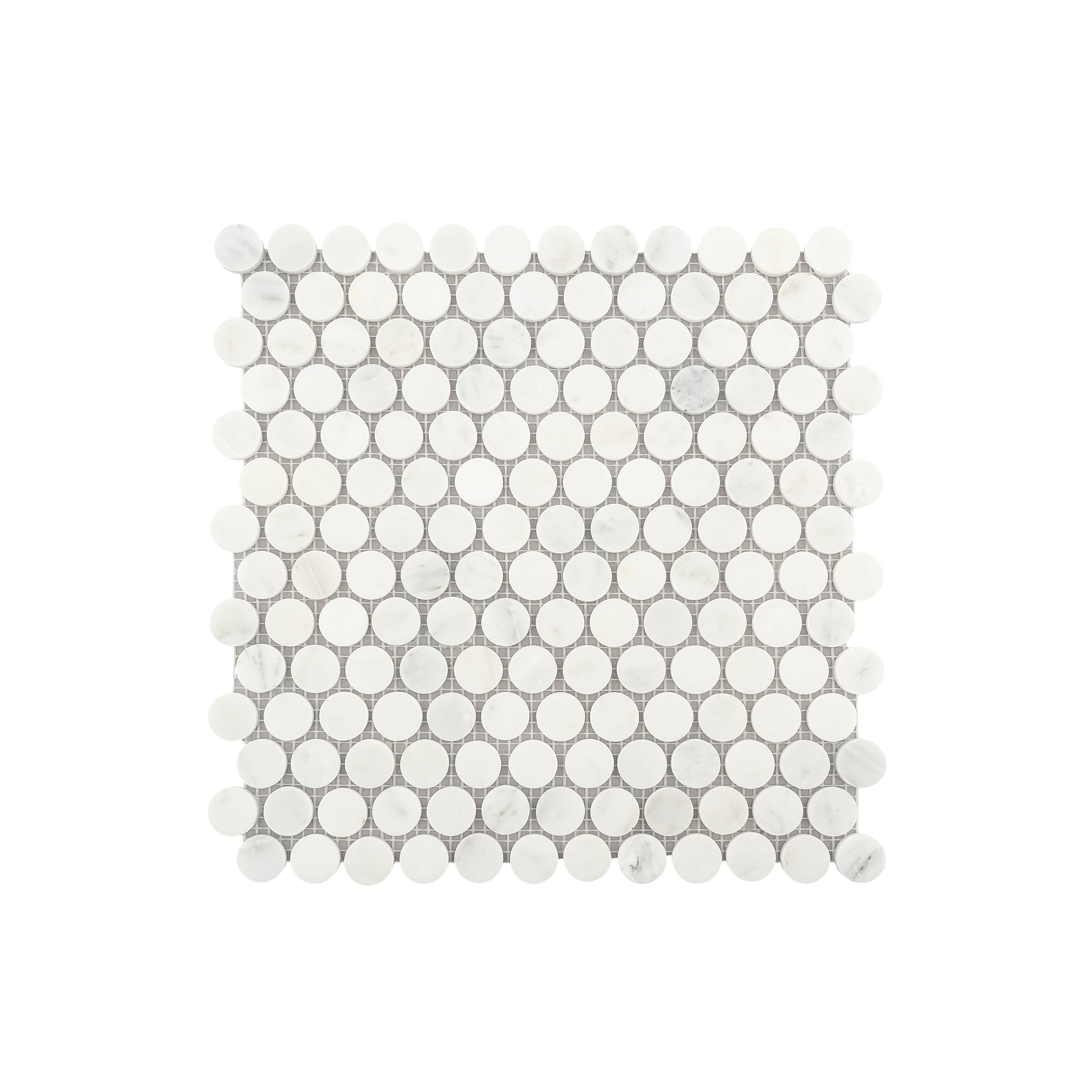 Casablanca Carrara 1 Inch Penny Round Mosaic Marble Tile | Honed-Main Inventory-All Products,Natural Stone-Riad Tile