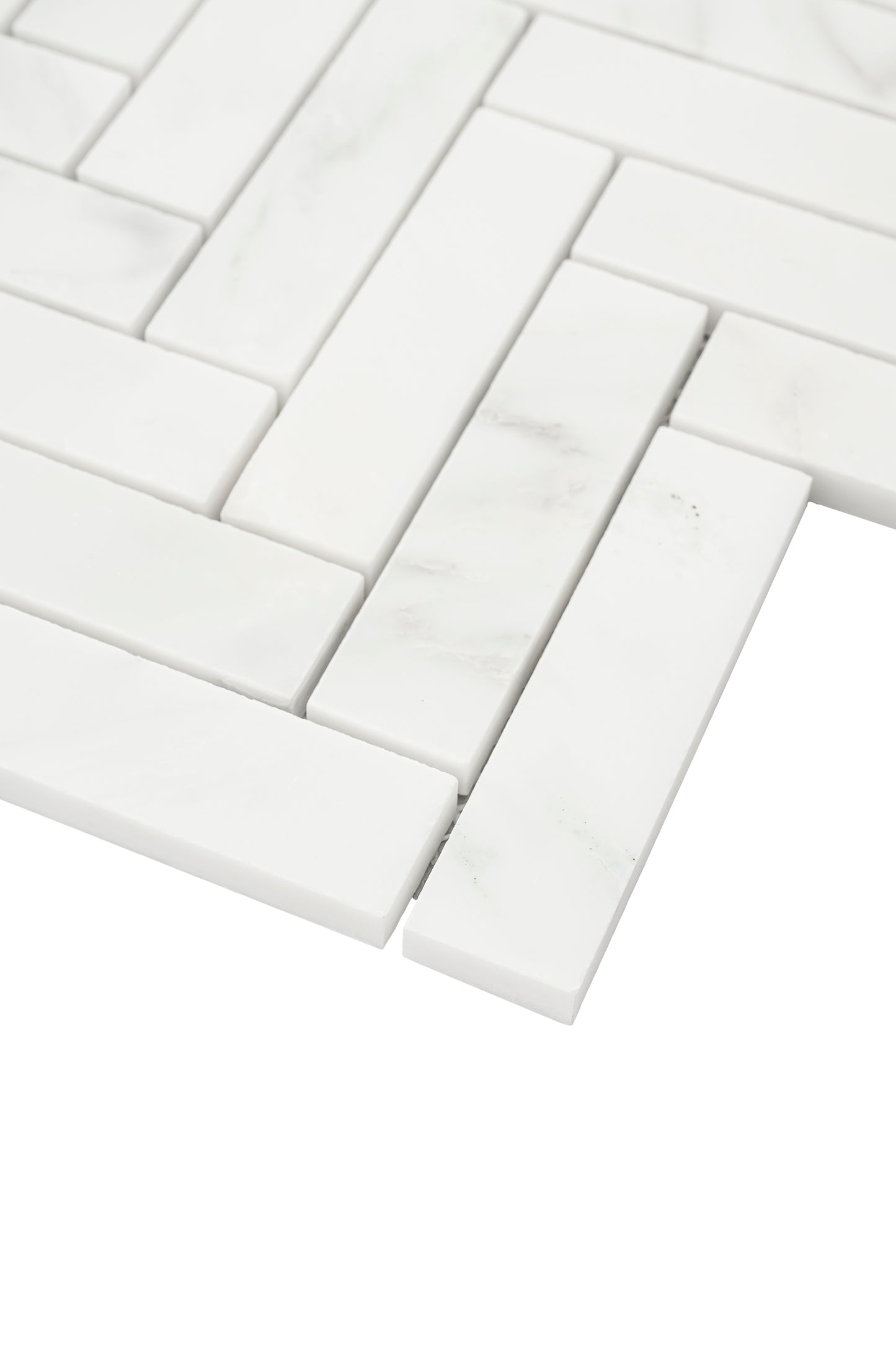 Casablanca Carrara 1x4 Herringbone Mosaic Marble Tile | Honed-Main Inventory-All Products,Natural Stone-Riad Tile