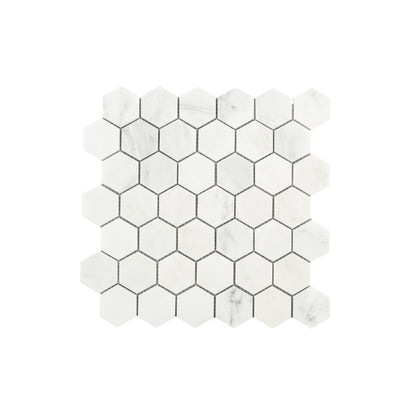 Casablanca Carrara 2 Inch Hexagon Mosaic Marble Tile | Honed-Main Inventory-All Products,Natural Stone-Riad Tile
