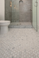 Casablanca Carrara 2 Inch Penny Round Mosaic Marble Tile | Honed