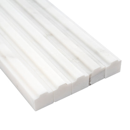 Casablanca Carrara 3/4" Center Lip Square Pencil Trim Marble Tile | Honed-Main Inventory-All Products,Natural Stone,New Arrivals-Riad Tile