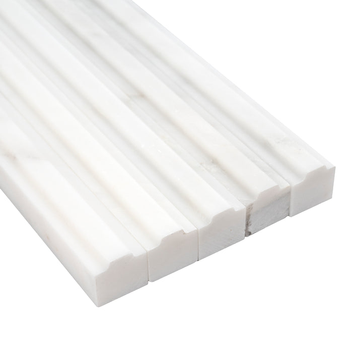 Casablanca Carrara 3/4" Center Lip Square Pencil Trim Marble Tile | Honed-Main Inventory-All Products,Natural Stone,New Arrivals-Riad Tile