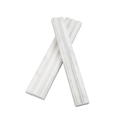 Casablanca Carrara 3/4" Center Lip Square Pencil Trim Marble Tile | Honed-Main Inventory-All Products,Natural Stone,New Arrivals-Riad Tile