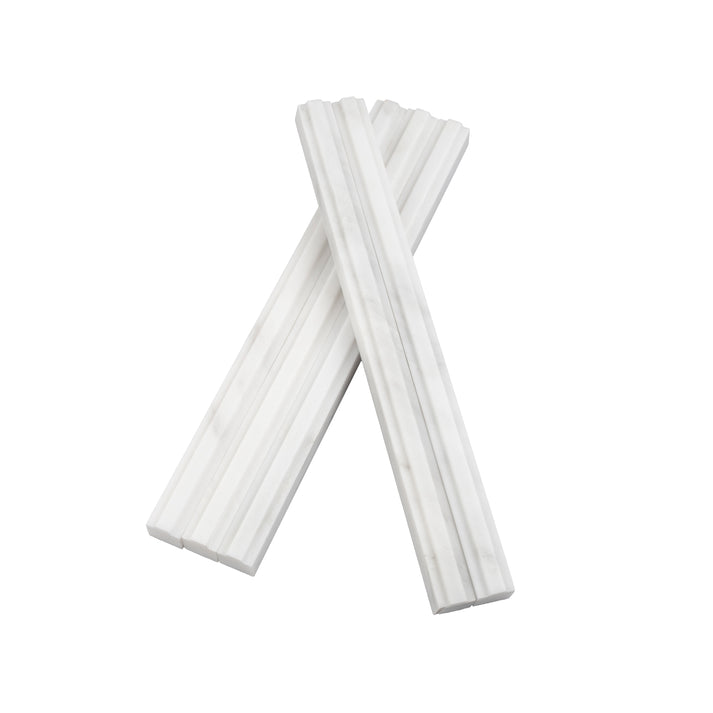 Casablanca Carrara 3/4" Center Lip Square Pencil Trim Marble Tile | Honed-Main Inventory-All Products,Natural Stone,New Arrivals-Riad Tile