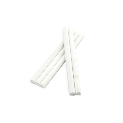Casablanca Carrara 3/4" Pencil Trim Round Marble Tile | Honed-Main Inventory-All Products,Natural Stone-Riad Tile