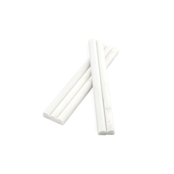 Casablanca Carrara 3/4" Pencil Trim Round Marble Tile | Honed-Main Inventory-All Products,Natural Stone-Riad Tile