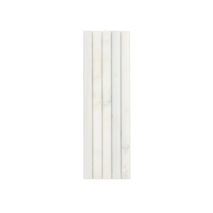 Casablanca Carrara 3/4" Pencil Trim Round Marble Tile | Honed-Main Inventory-All Products,Natural Stone-Riad Tile