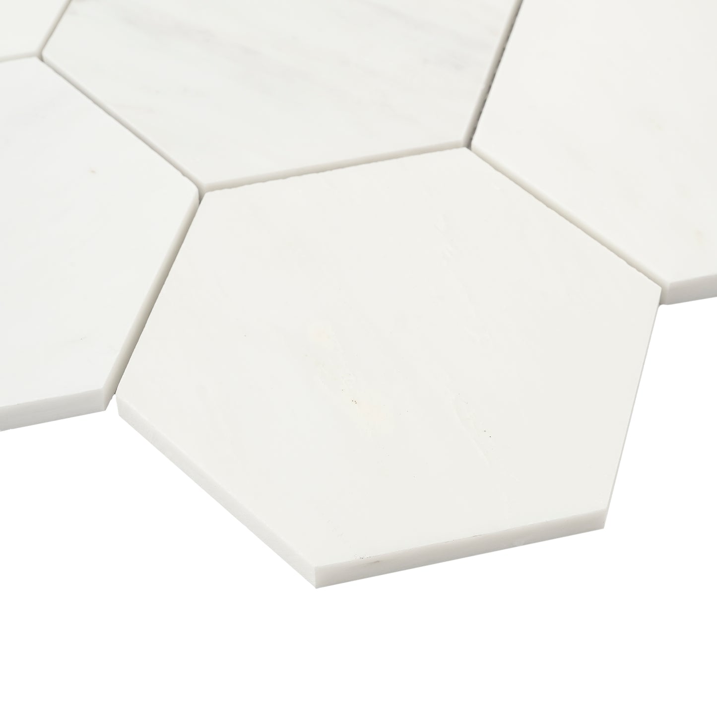 Casablanca Carrara 5 Inch Hexagon Mosaic Marble Tile | Honed-Main Inventory-All Products,Natural Stone-Riad Tile