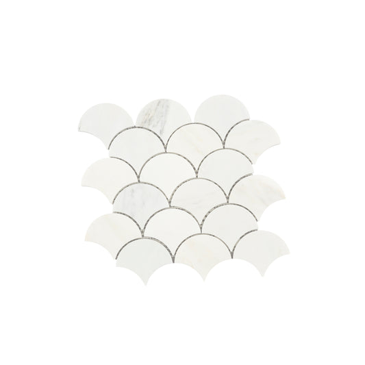 Casablanca Carrara Fish Scale Mosaic Marble Tile | Honed-Main Inventory-All Products,Natural Stone-Riad Tile