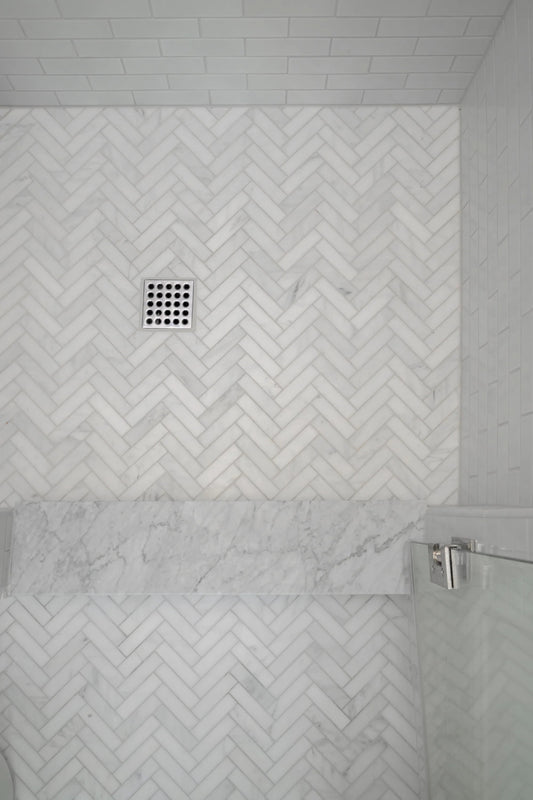 Casablanca Carrara 1x4 Herringbone Mosaic Marble Tile | Honed-Main Inventory-All Products,Natural Stone-Riad Tile