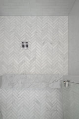 Casablanca Carrara 1x4 Herringbone Mosaic Marble Tile | Honed