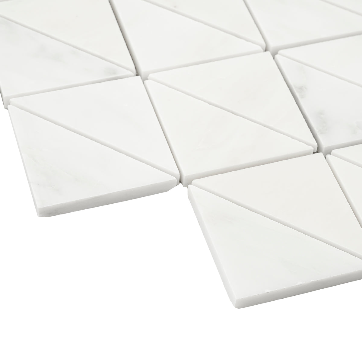 Triangular Ribbed Marble Casablanca Carrara Triangle Mosaic Marble Tile | Honed