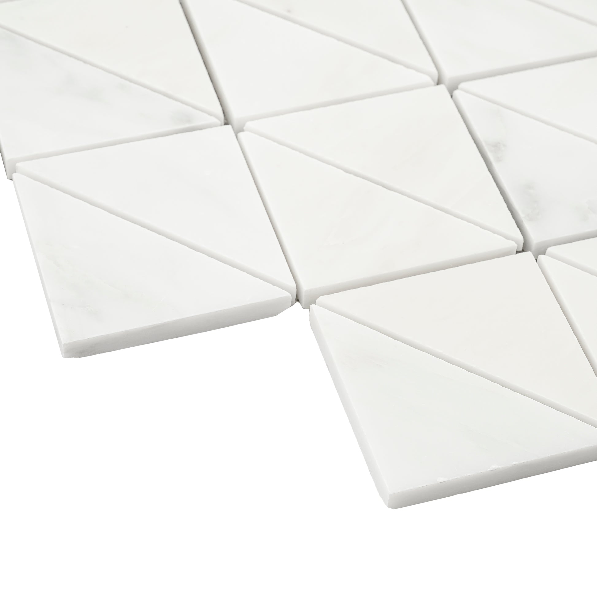 Casablanca Carrara Triangle Mosaic Marble Tile | Honed-Main Inventory-All Products,Natural Stone-Riad Tile