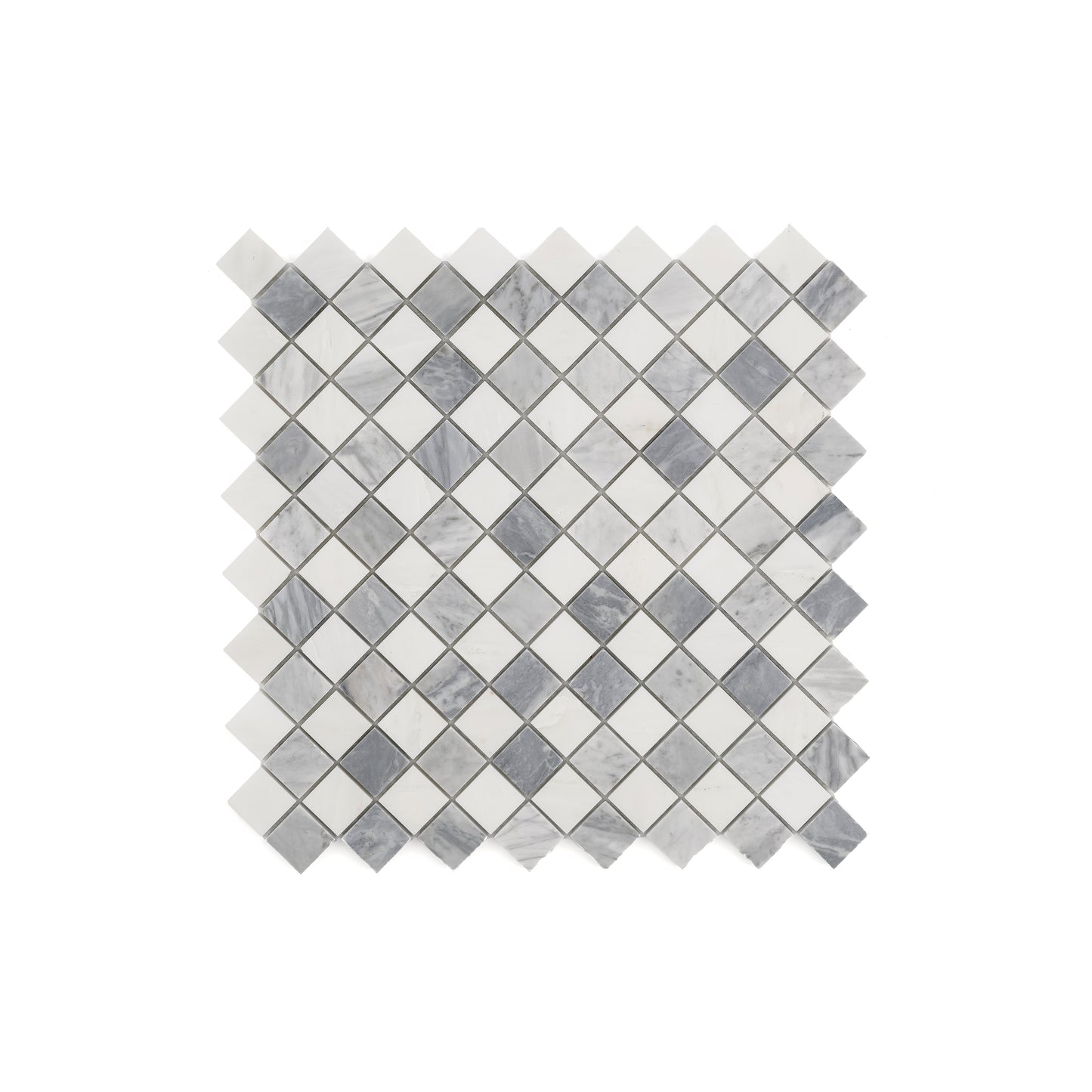 Sample: Casablanca Carrara & Bardiglio Grey 1" Checkerboard Mosaic Marble Tile | Honed-Sample-Sample-Riad Tile