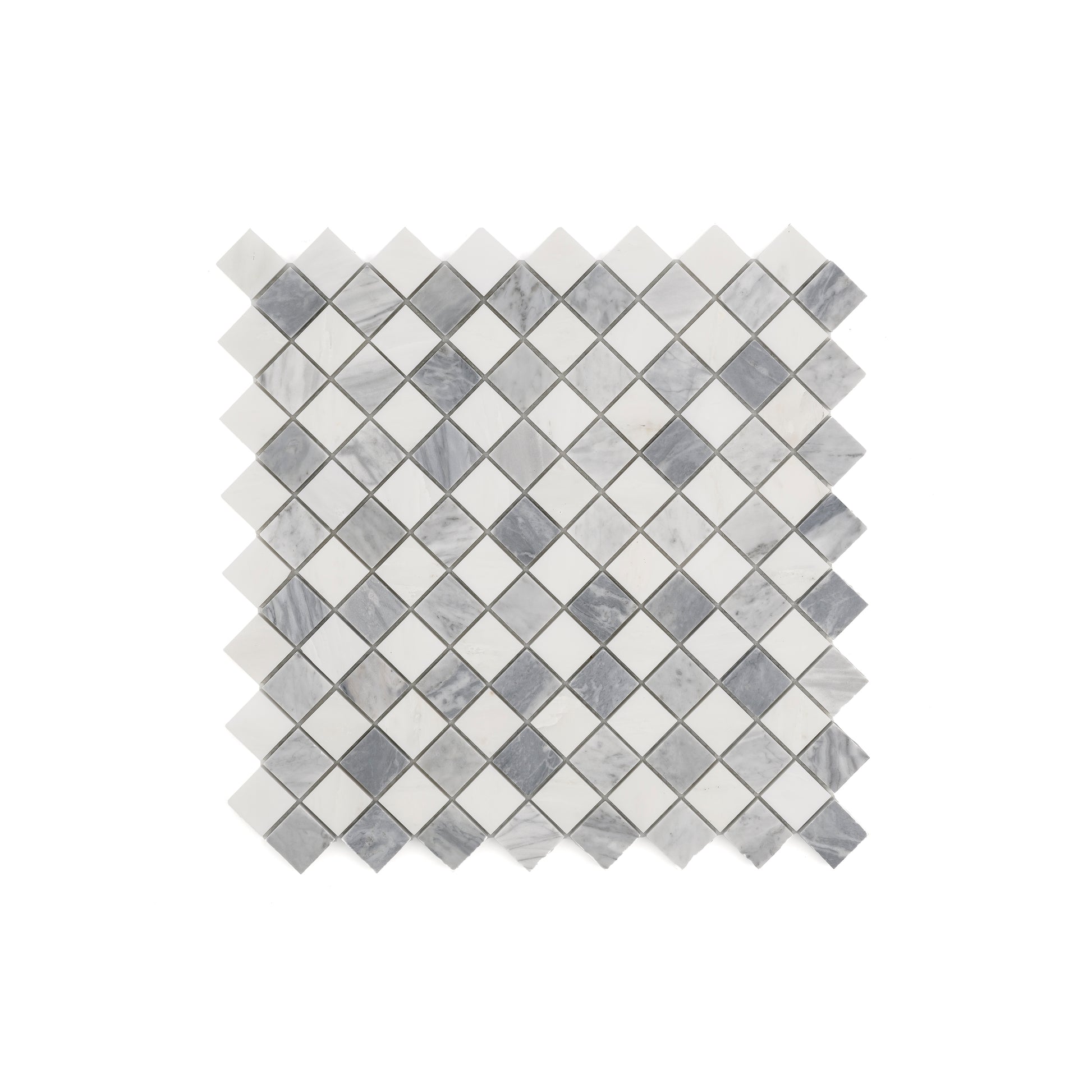 Sample: Casablanca Carrara & Bardiglio Grey 1" Checkerboard Mosaic Marble Tile | Honed-Sample-Sample-Riad Tile