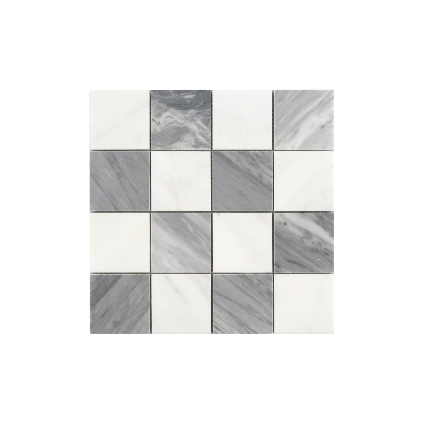 Casablanca Carrara & Bardiglio Grey Marble 3 Inch Checkerboard Mosaic Marble Tile | Honed-Main Inventory-All Products,Checkerboard,Natural Stone-Riad Tile