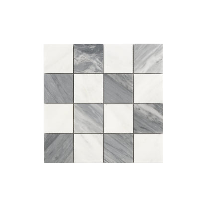Casablanca Carrara & Bardiglio Grey Marble 3 Inch Checkerboard Mosaic Marble Tile | Honed-Main Inventory-All Products,Checkerboard,Natural Stone-Riad Tile