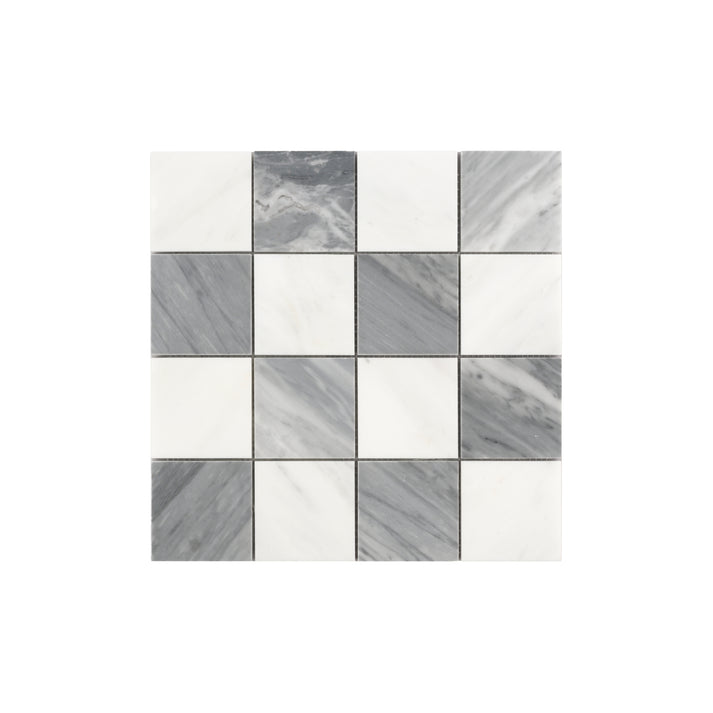 Casablanca Carrara & Bardiglio Grey Marble 3 Inch Checkerboard Mosaic Marble Tile | Honed-Main Inventory-All Products,Checkerboard,Natural Stone-Riad Tile