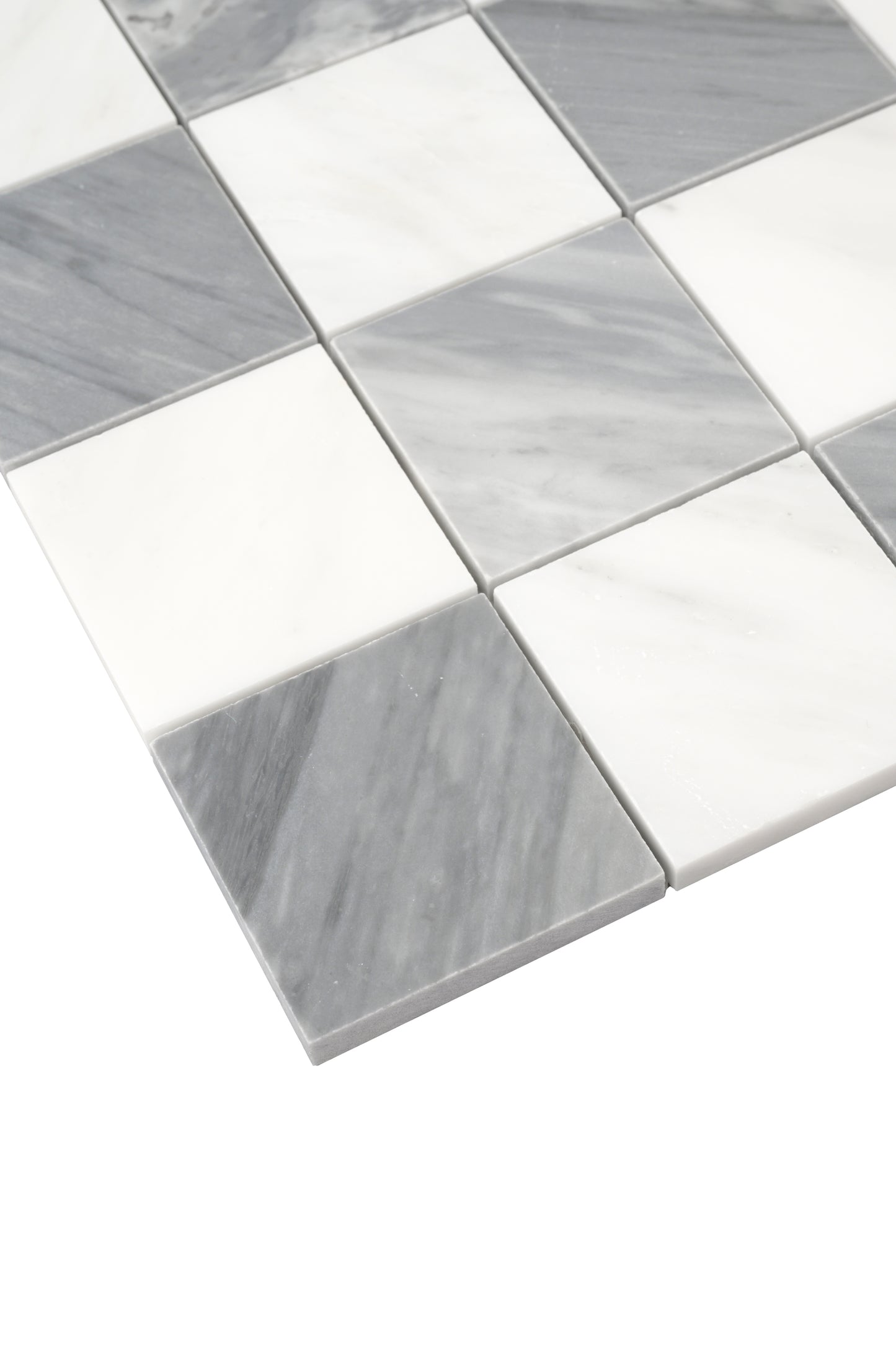 Casablanca Carrara & Bardiglio Grey Marble 3 Inch Checkerboard Mosaic Marble Tile | Honed-Main Inventory-All Products,Checkerboard,Natural Stone-Riad Tile