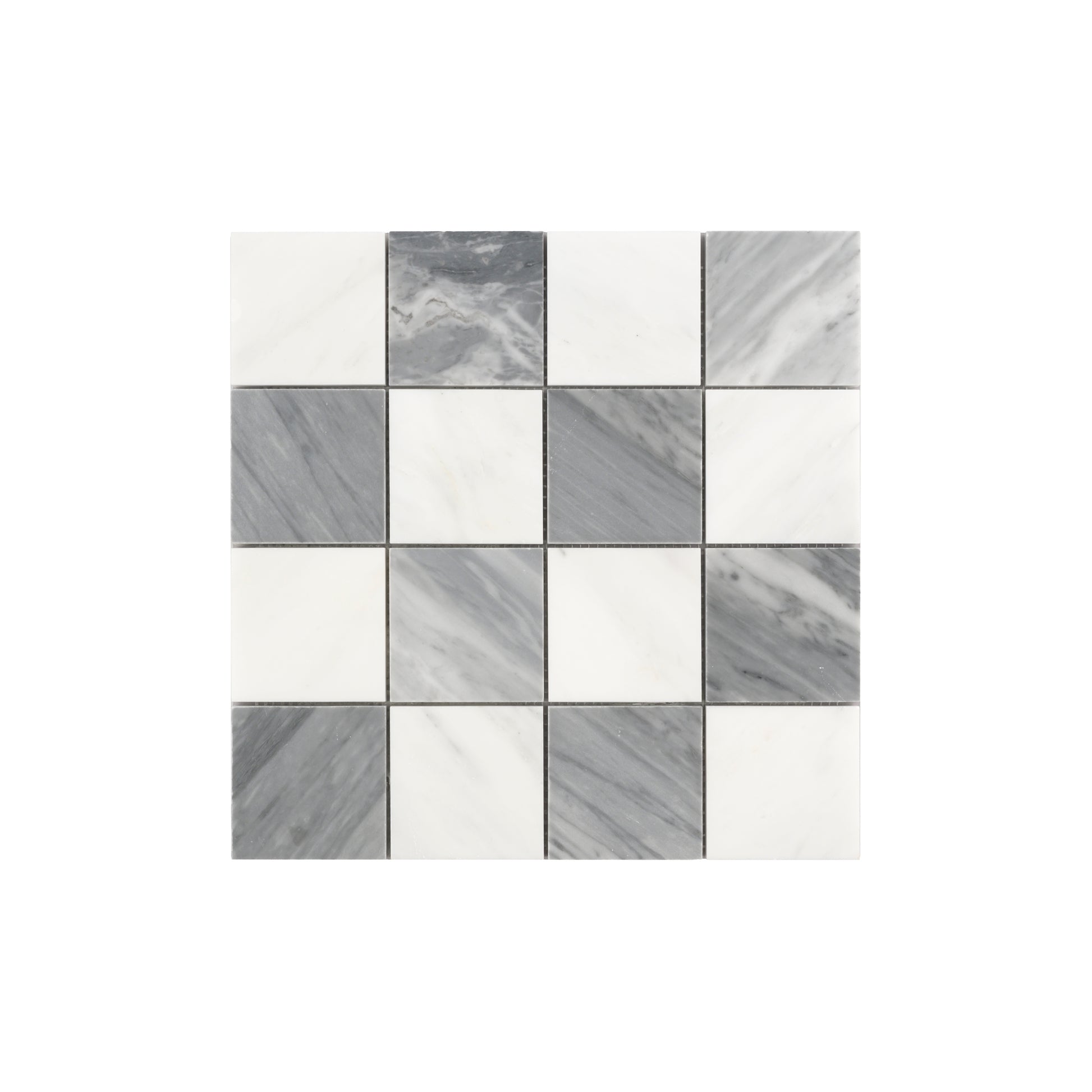 Casablanca Carrara & Bardiglio Grey Marble 3 Inch Checkerboard Mosaic Marble Tile | Honed-Main Inventory-All Products,Checkerboard,Natural Stone-Riad Tile