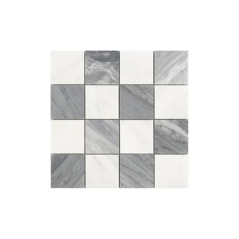 Casablanca Carrara & Bardiglio Grey Marble 3 Inch Checkerboard Mosaic Marble Tile | Honed-Main Inventory-All Products,Checkerboard,Natural Stone-Riad Tile