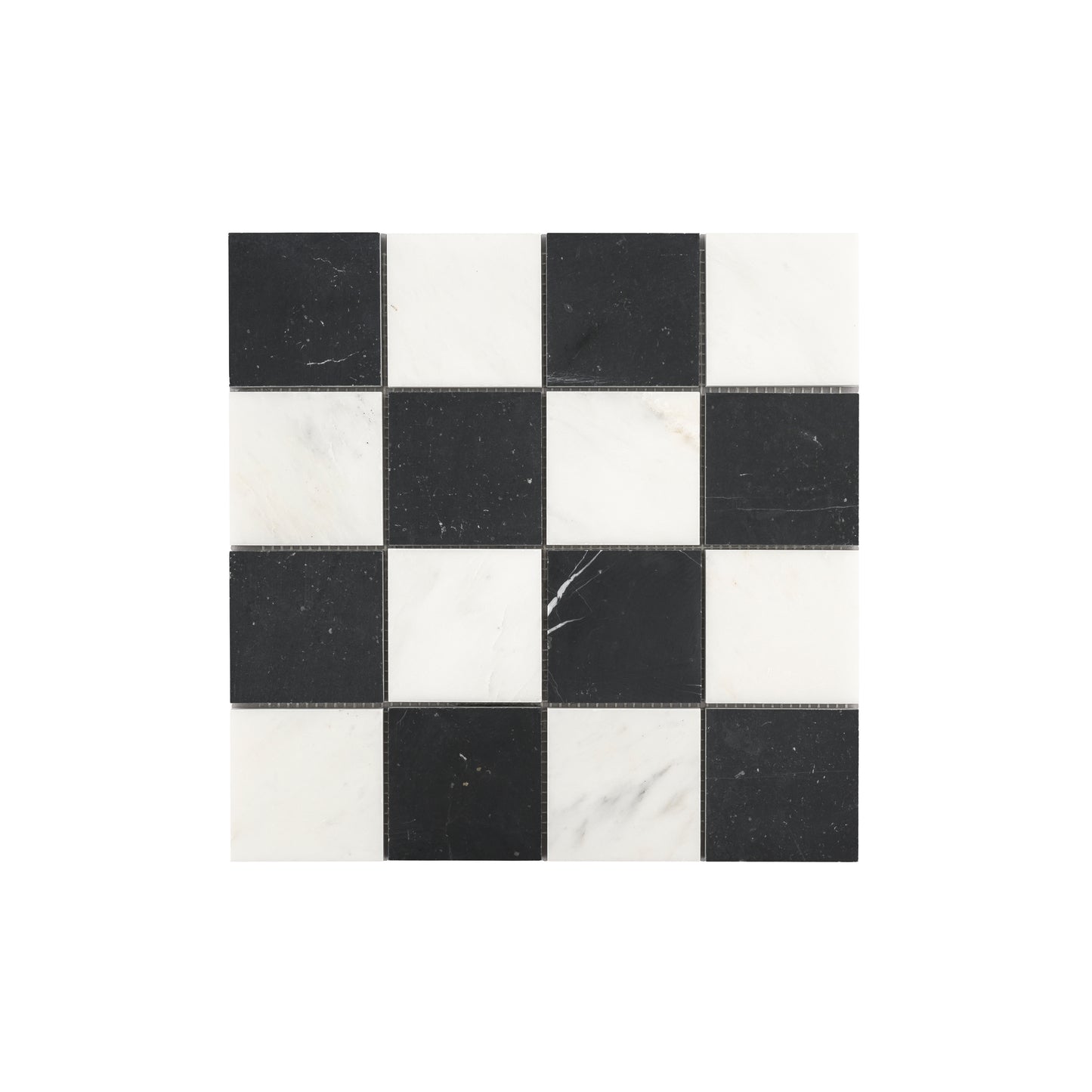 Casablanca Carrara & Nero Marquina 3 Inch Checkerboard Mosaic Marble Tile | Honed-Main Inventory-All Products,Checkerboard,Natural Stone-Riad Tile