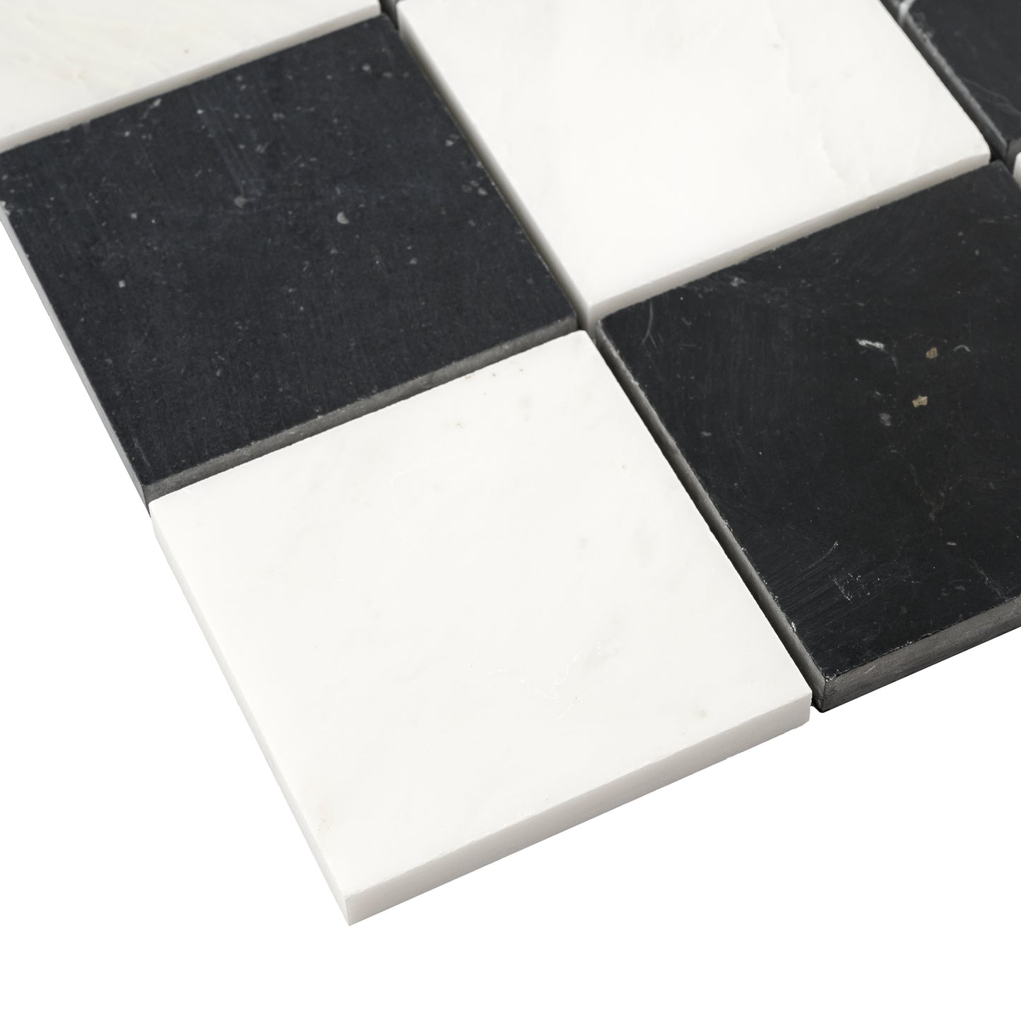 Casablanca Carrara & Nero Marquina 3 Inch Checkerboard Mosaic Marble Tile | Honed-Main Inventory-All Products,Checkerboard,Natural Stone-Riad Tile