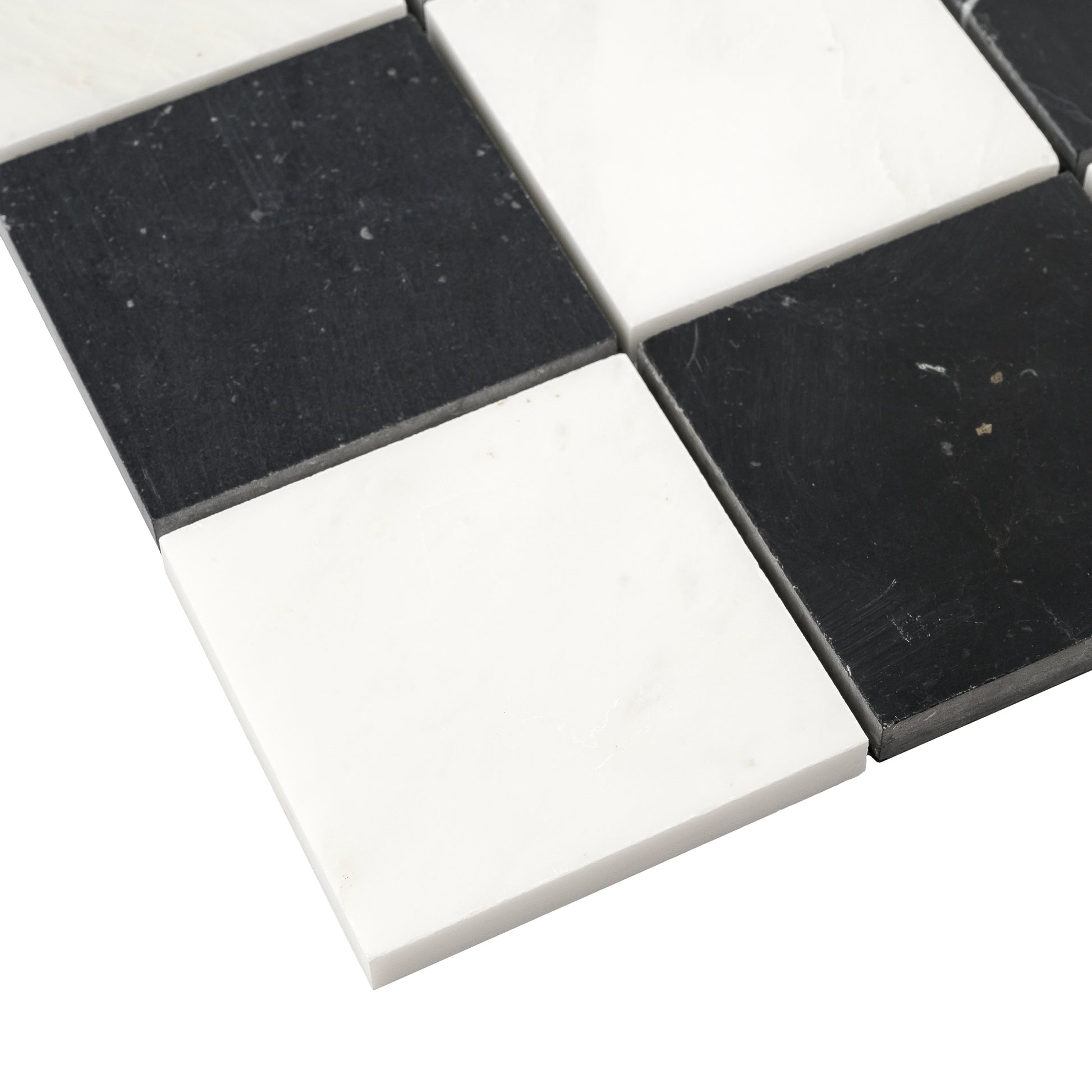 Casablanca Carrara & Nero Marquina 3 Inch Checkerboard Mosaic Marble Tile | Honed-Main Inventory-All Products,Checkerboard,Natural Stone-Riad Tile