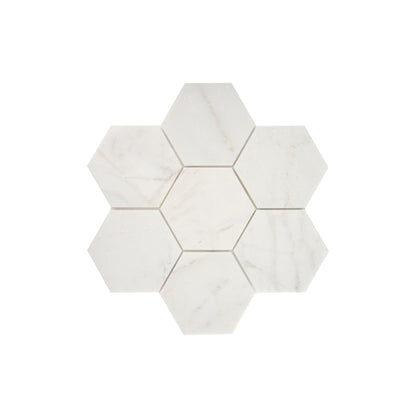 Casablanca Gold 5 Inch Hexagon Mosaic Marble Tile | Honed-Main Inventory-All Products,Natural Stone-Riad Tile
