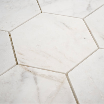 Sample: Casablanca Gold 5 Inch Hexagon Mosaic Marble Tile | Honed-Sample-Sample-Riad Tile